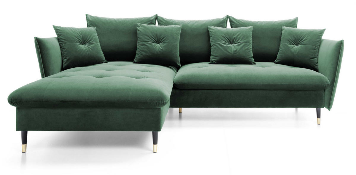 ECKSOFA 260 cm Sagir mit Schalffunktion, Bettkasten, Links - Grün - Schwarz/Grün, Holz (167/258cm) - Emporius
