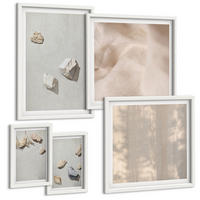 BILDER SET 5er Set - 50x50 cm & 20x30 cm & 40x60 cm Weißer Rahmen - Boho-Stranddekorationen aus Steinen - Weiß, Kunststoff (40/60cm) - TULUP