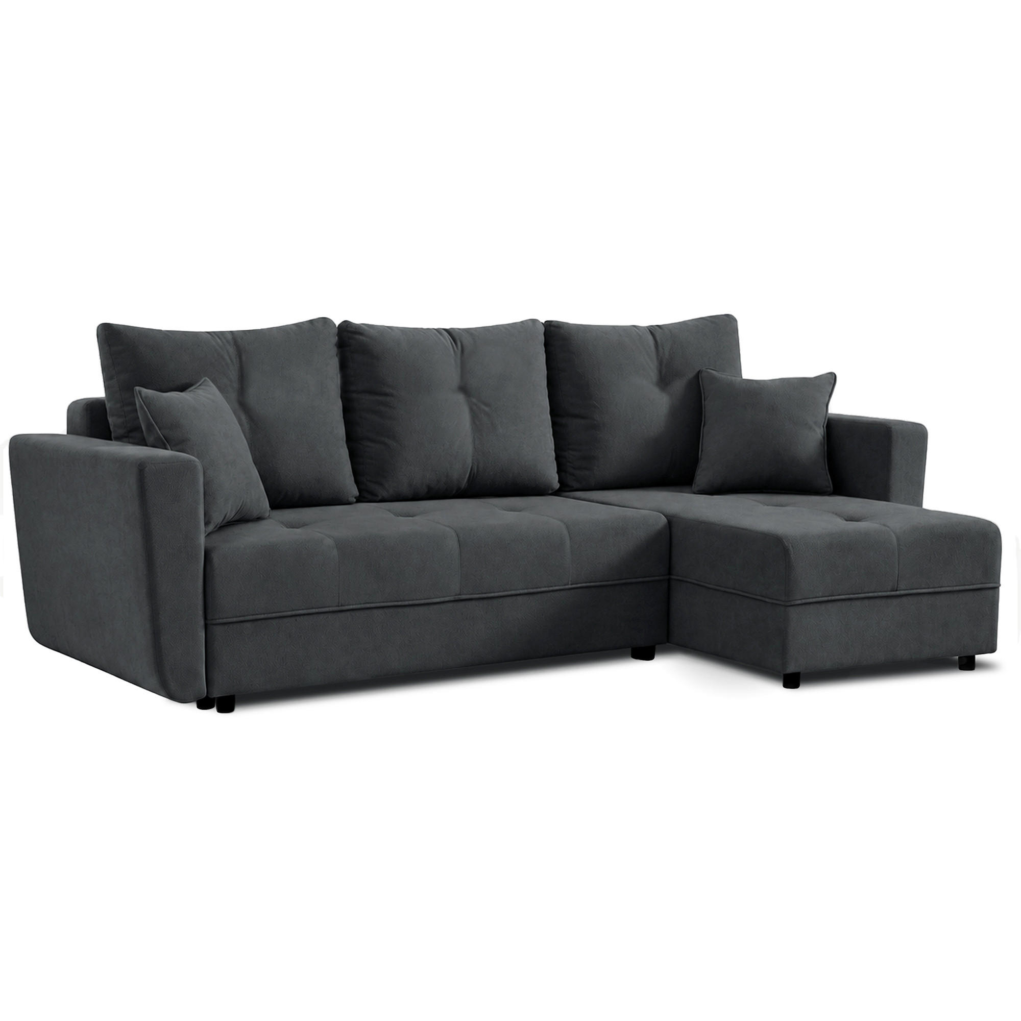 Beautysofa ROHOVÁ ROZKLÁDACÍ POHOVKA Verona s úložným prostorem a univerzální lenoškou, 240 cm, tmavě šedá