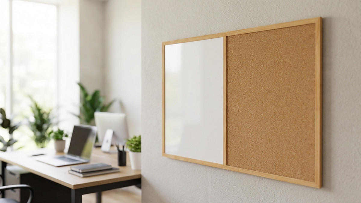 KOMBI-TAFEL Kork-Magnettafel 90x60 cm, Holzrahmen - Weiß, Holz (90/60/1.5cm) - ALLboards
