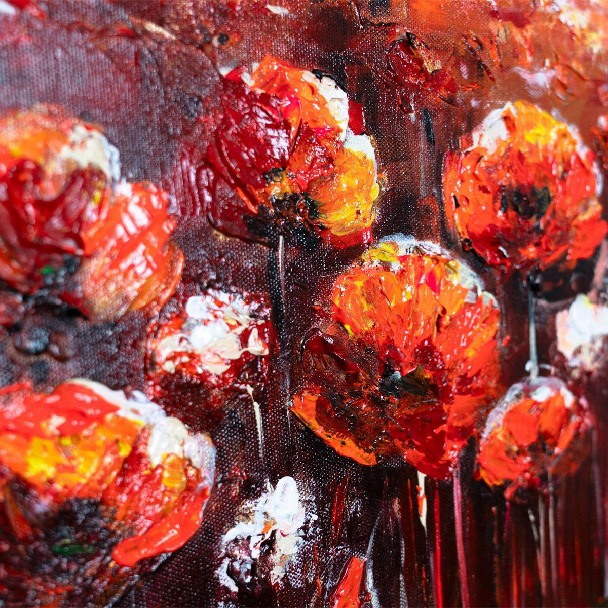 GEMÄLDE Scharlachrote Mohnblumen auf Keilrahmen 115x50 cm - Rot, Holz (115/50cm) - YS-art gallery