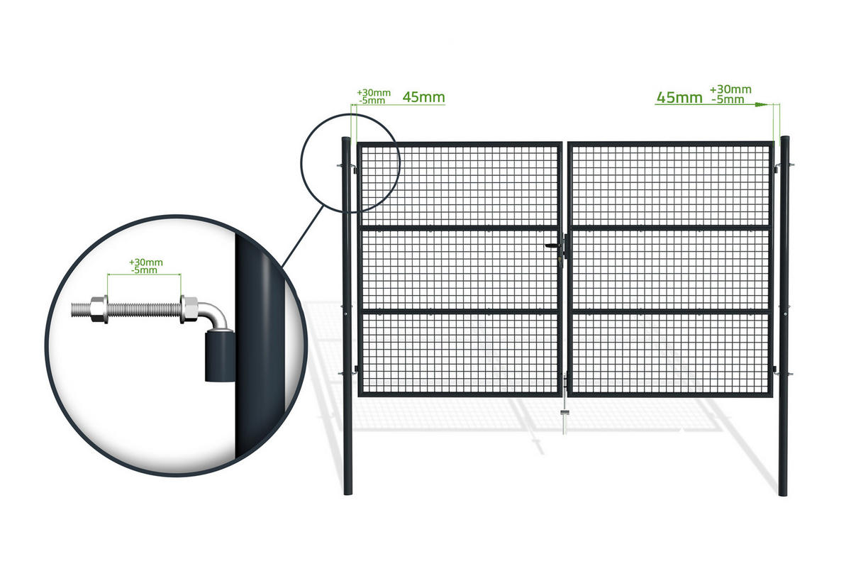 ZAUNTOR Olga Grau 3m H.180cm - Grau, Metall (392/190cm) - Casanoov
