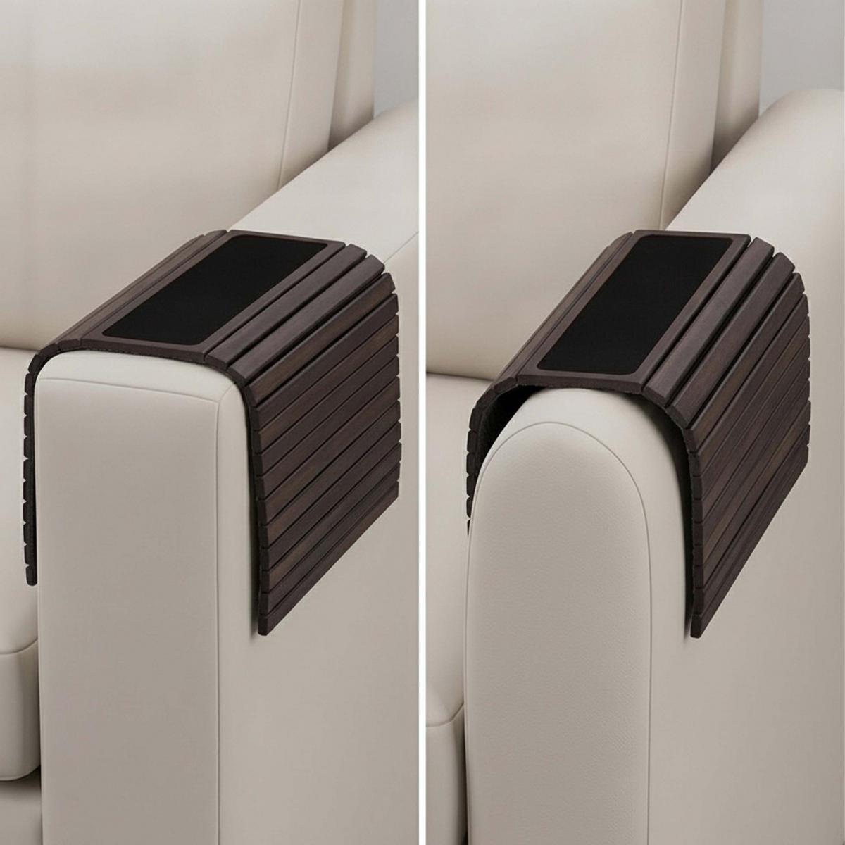 SOFATABLETT Dunkelbraun Schwarz Bambus klappbar 42x34 cm - Multicolor, Holz/Textil (42/1/34cm) - Relaxdays