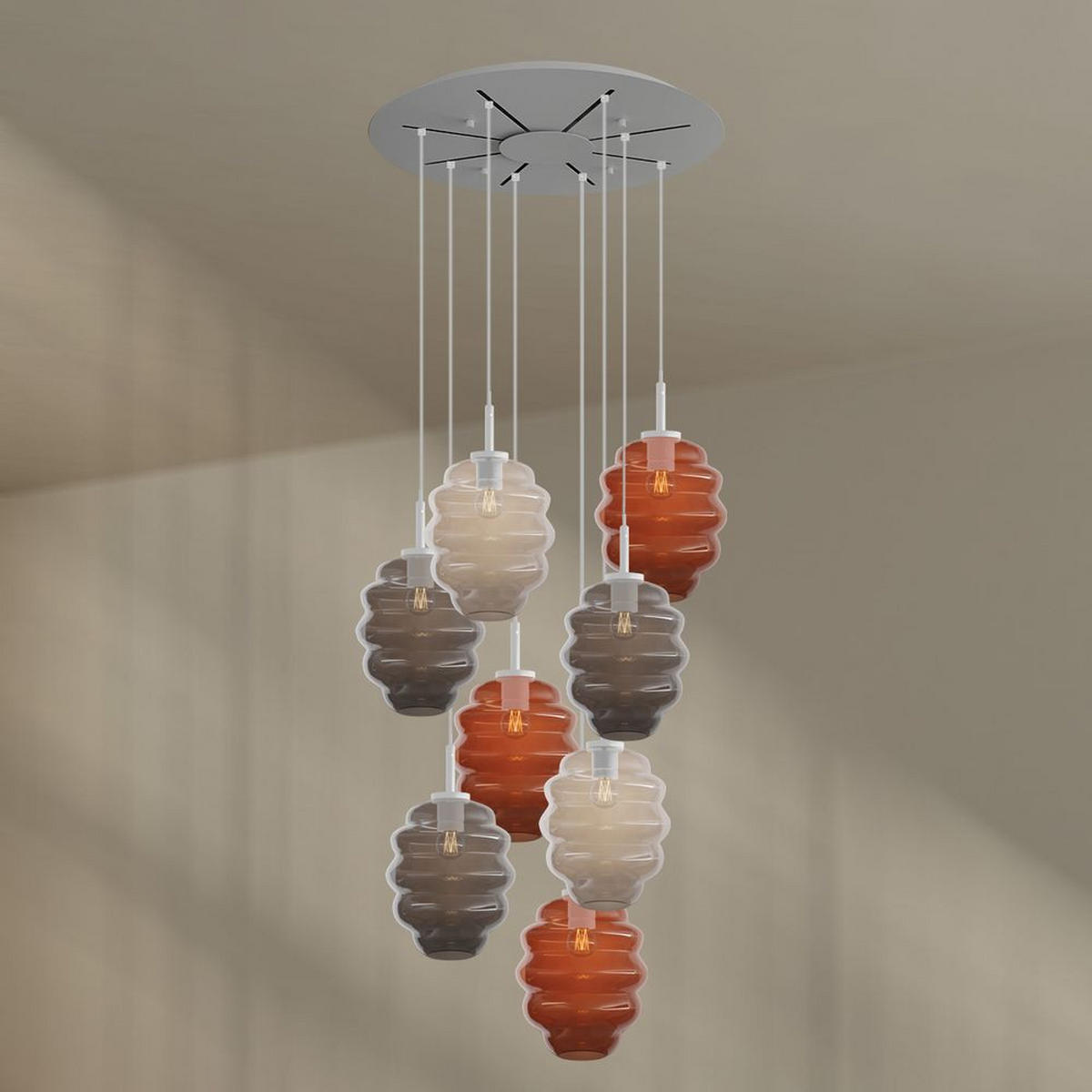 GALERIELEUCHTE Echos 8-flammig Mehrfarbig Ø 25cm - Multicolor/Schwarz, Glas (25/25/28cm) - s.luce