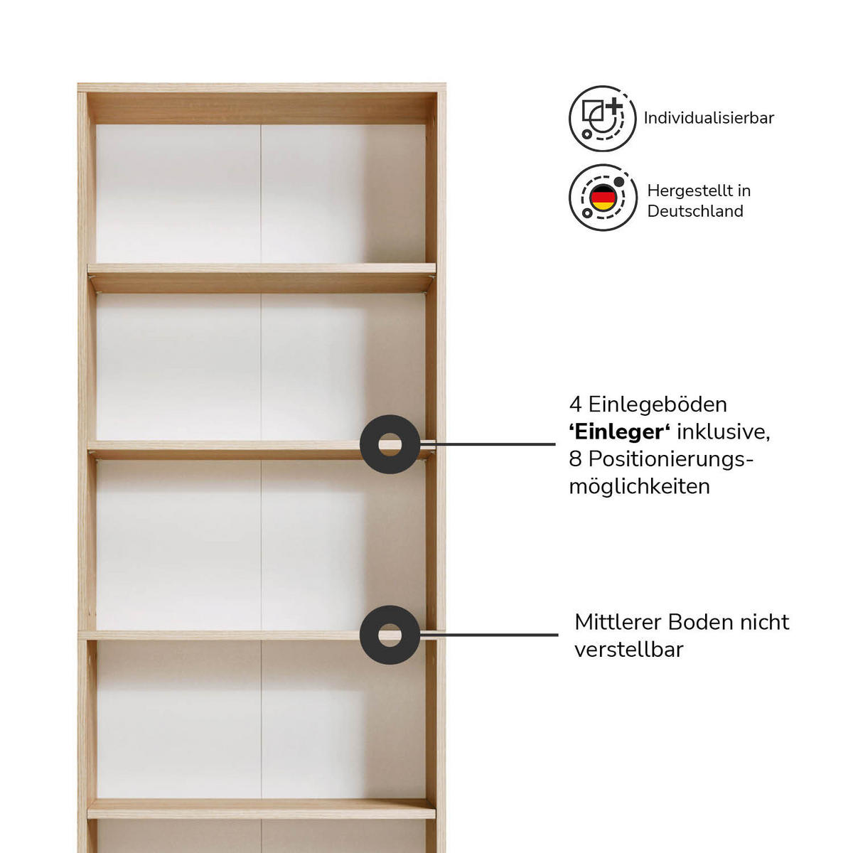BÜCHERREGAL Der Bücherwurm - Sonoma Eiche, Holzwerkstoff (60/180/34.5cm) - Mokebo