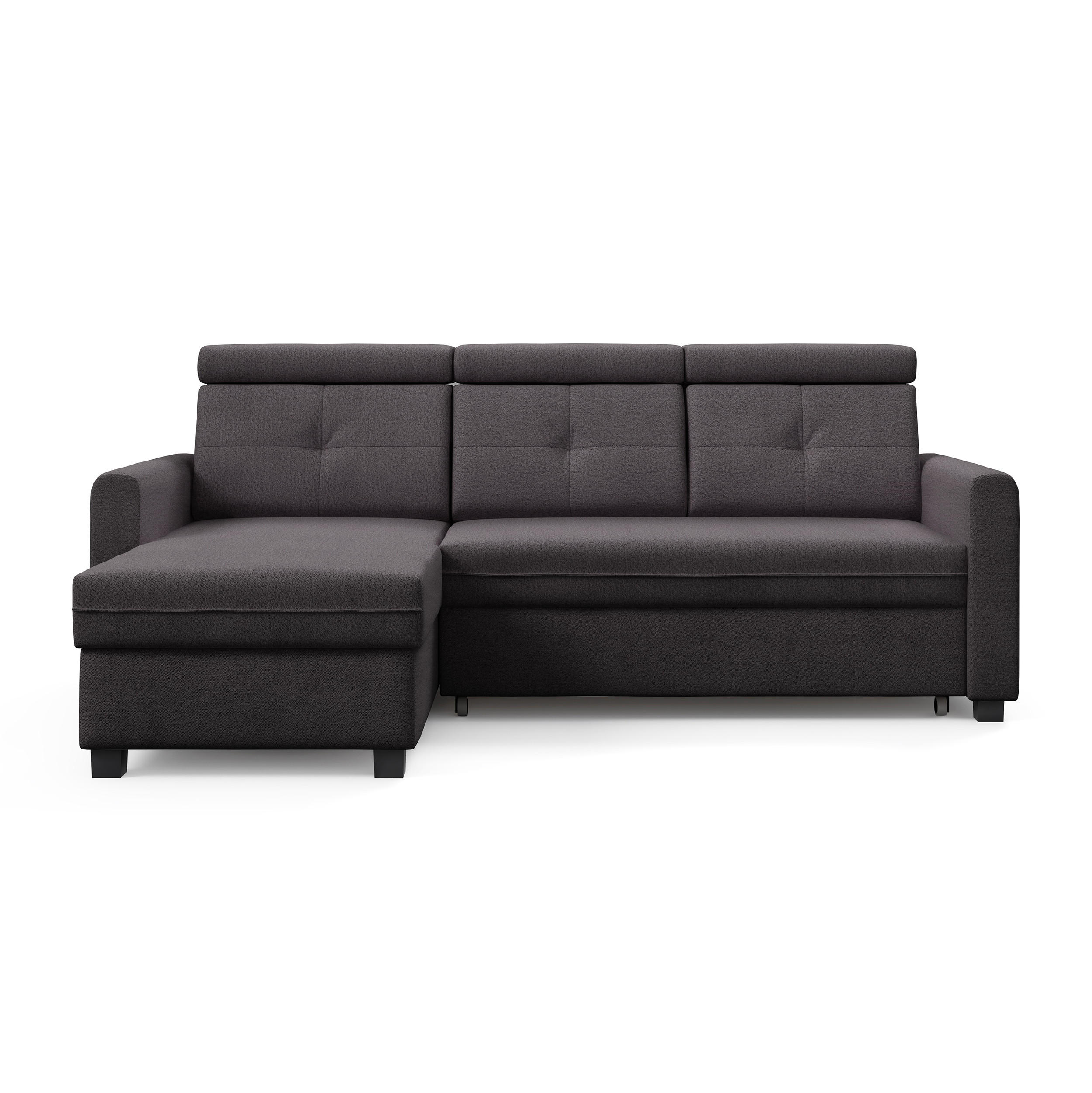 ECKSCHLAFSOFA Milano, Schwarz, links - Schwarz, Textil (217/166cm) - Beautysofa