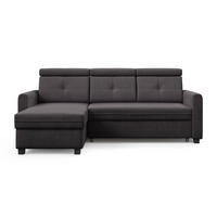 ECKSCHLAFSOFA Milano, Schwarz, links - Schwarz, Textil (217/166cm) - Beautysofa