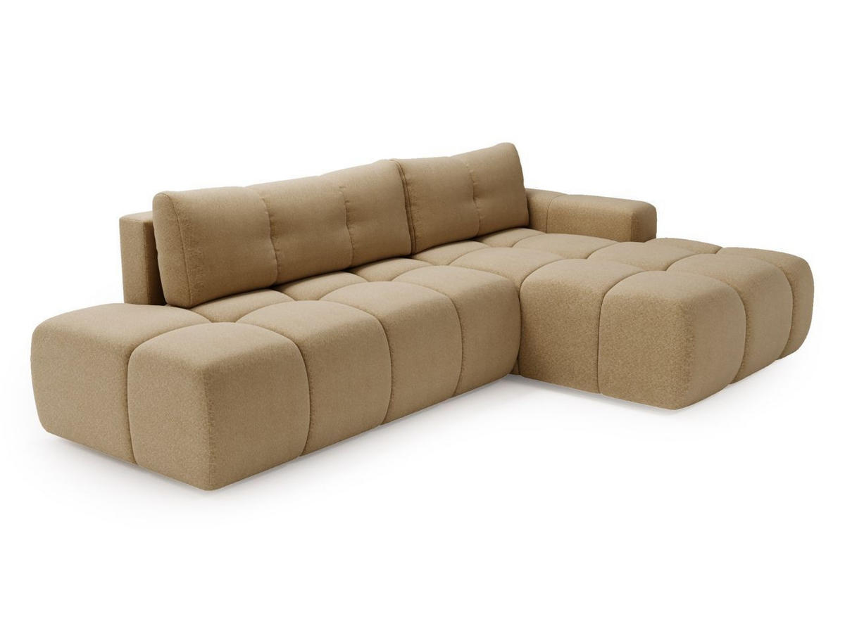 ECKSOFA Montero Bouclé-Stoff Hellbraun Rechts - Hellbraun, Holz/Textil (280/177cm) - Graingold