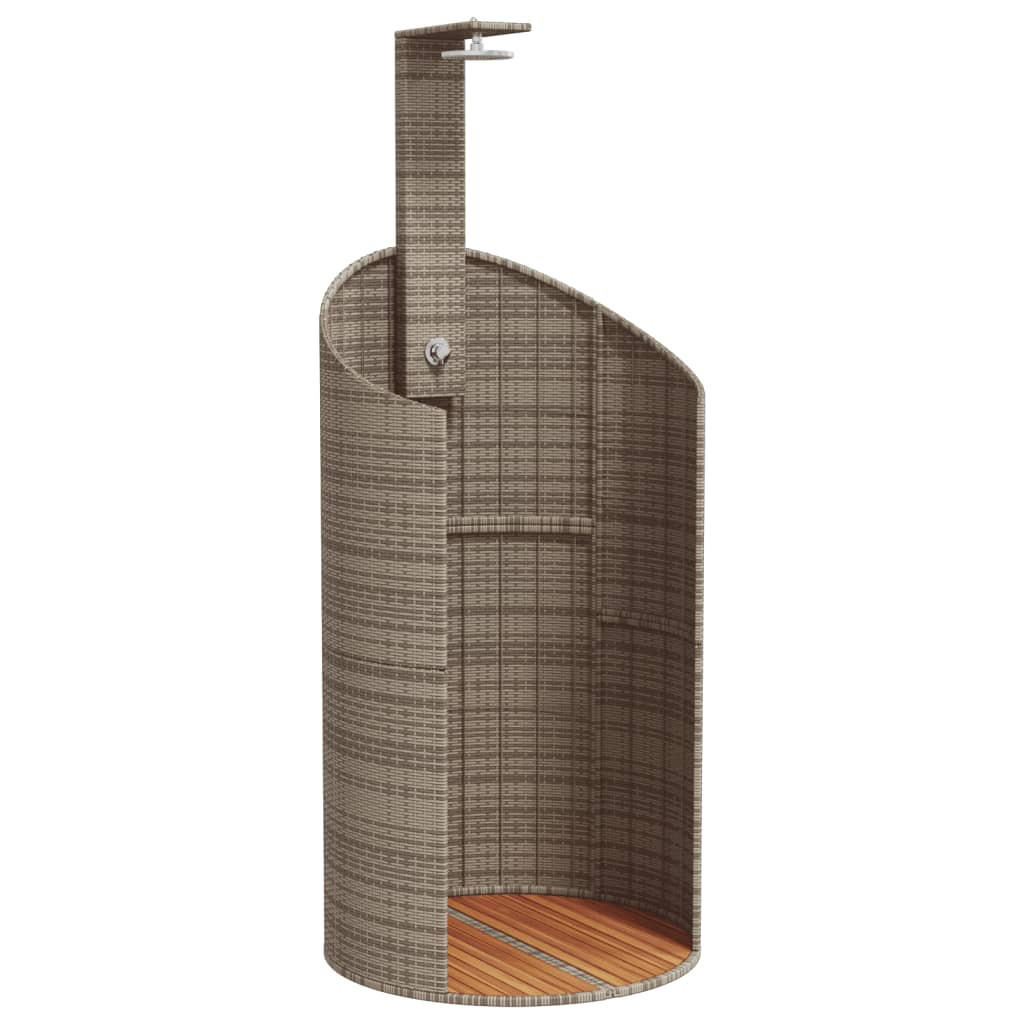 GARTENDUSCHE Grau 100/100/241.5 Cm Poly Rattan Akazienholz - Grau, Holz (100/241.5/100cm) - vidaXL