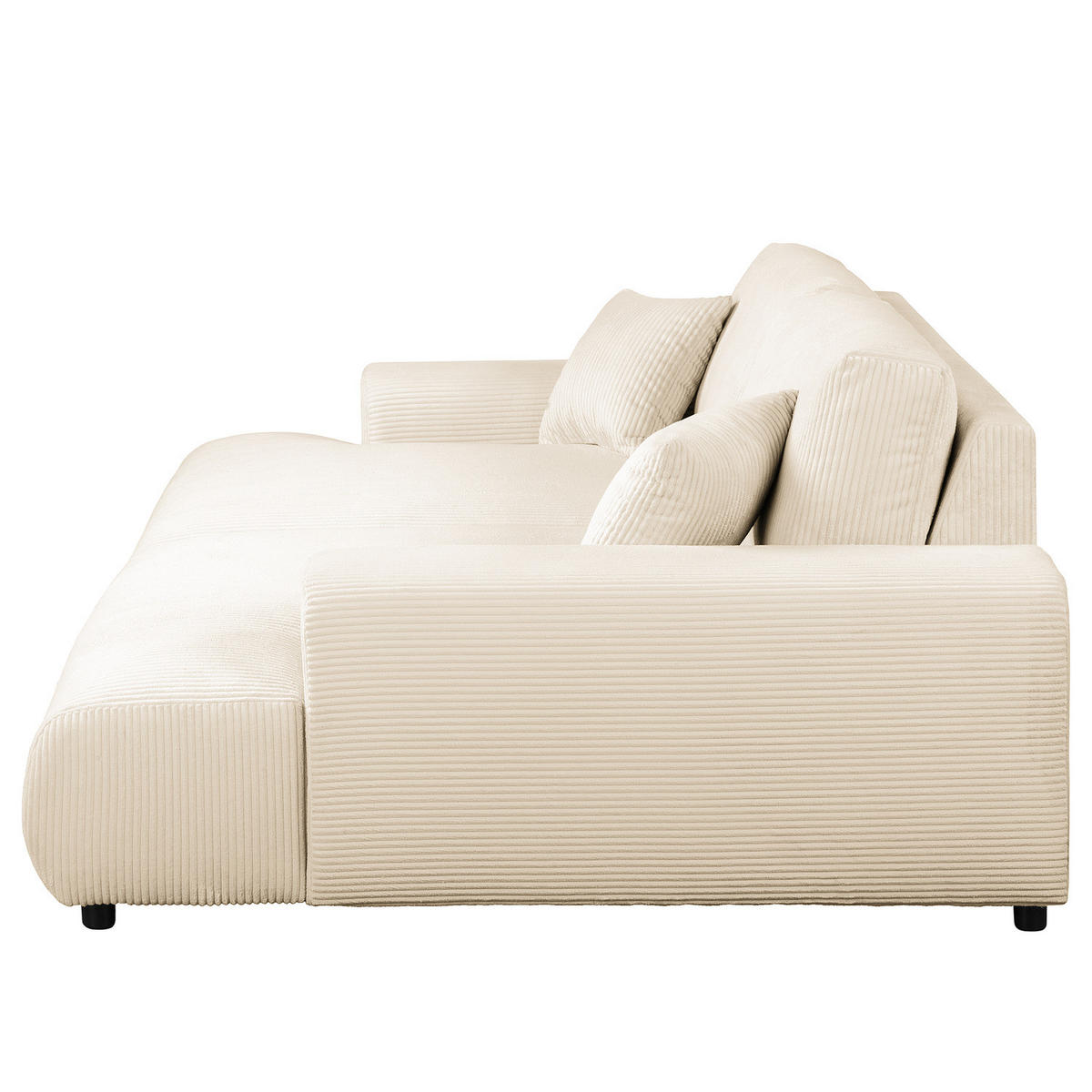 BIGSOFA - Creme/Schwarz, Kunststoff/Textil (237/79/144cm) - home24