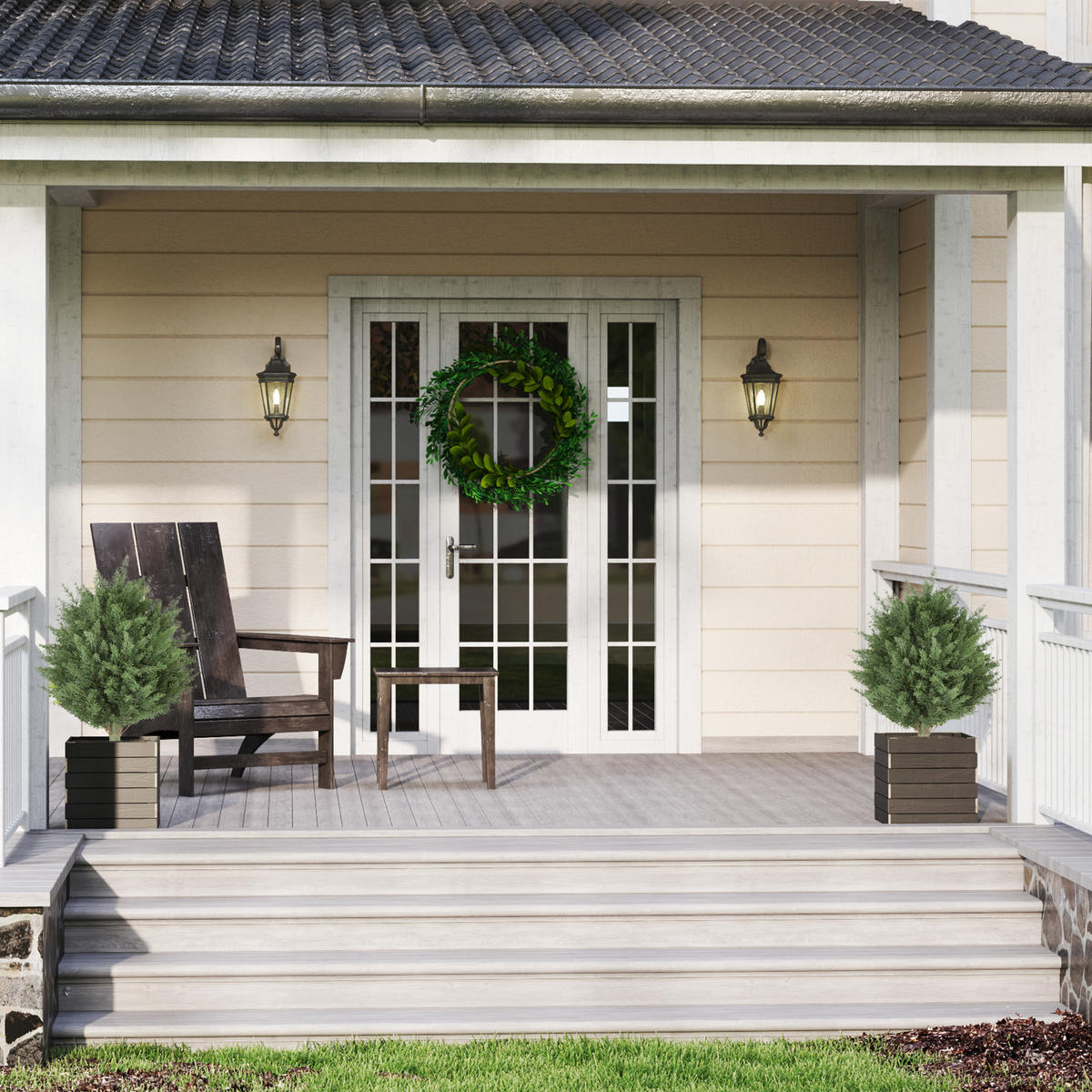 KÜNSTLICHE PFLANZEN UV-Schutz Zypresse 40 cm 2 er Set - Grün, Kunststoff (60cm) - HOMCOM