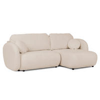 ECKSOFA Candy mit Schlaffunktion Hellbeige Bouclé-Stoff - Ottomane rechts - Beige/Schwarz, Holz/Kunststoff (146/230cm) - S-Style Möbel