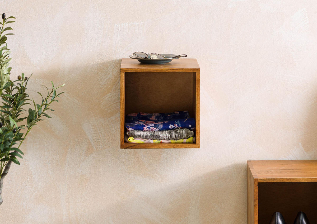 WÜRFELREGAL Akazie 30x40x30 natur lackiert MONTREAL #133 - Braun, Holzwerkstoff (30/30/40cm) - Massivmoebel24