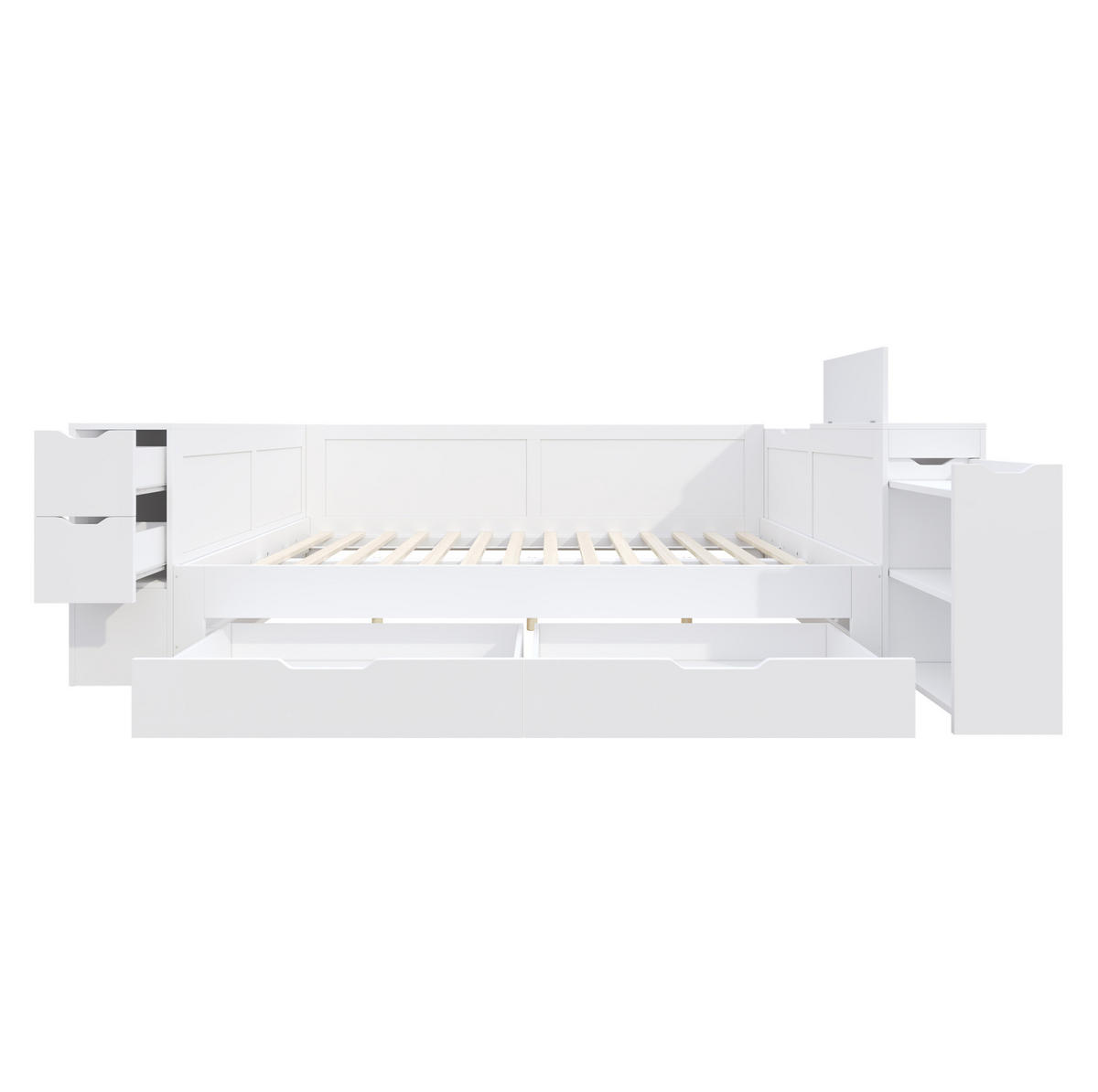 KINDERBETT 140/190 cm Weiß aus MDF mit Stauraum - Weiß, Holzwerkstoff (140/190cm) - OKMYHOME