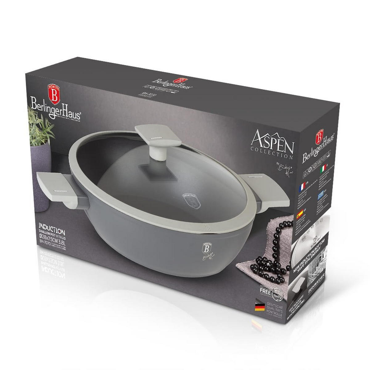 TOPF Grau 28/28/7.5 cm BH7070 - Grau, Metall (28cm) - Berlinger Haus