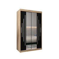 SCHWEBETÜRENSCHRANK 200/120/62 2-türig - Silberfarben/Schwarz, Holz/Kunststoff (120/200/62cm) - Abiks Möbel