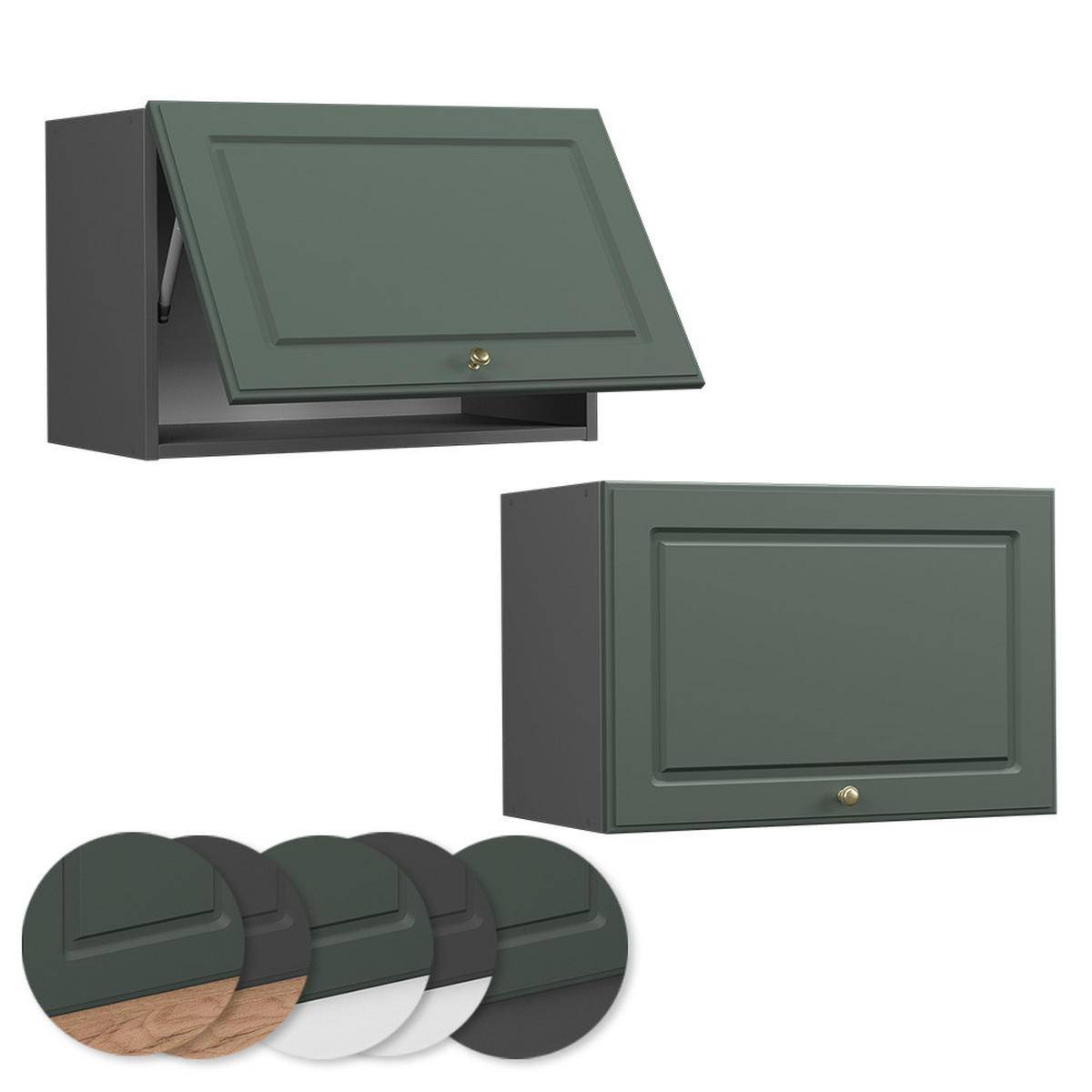 HÄNGESCHRANK Fame-Line Grün-Gold Landhaus 60 cm Flach - Anthrazit/Grün, Holzwerkstoff (60/40/34.1cm) - Vicco