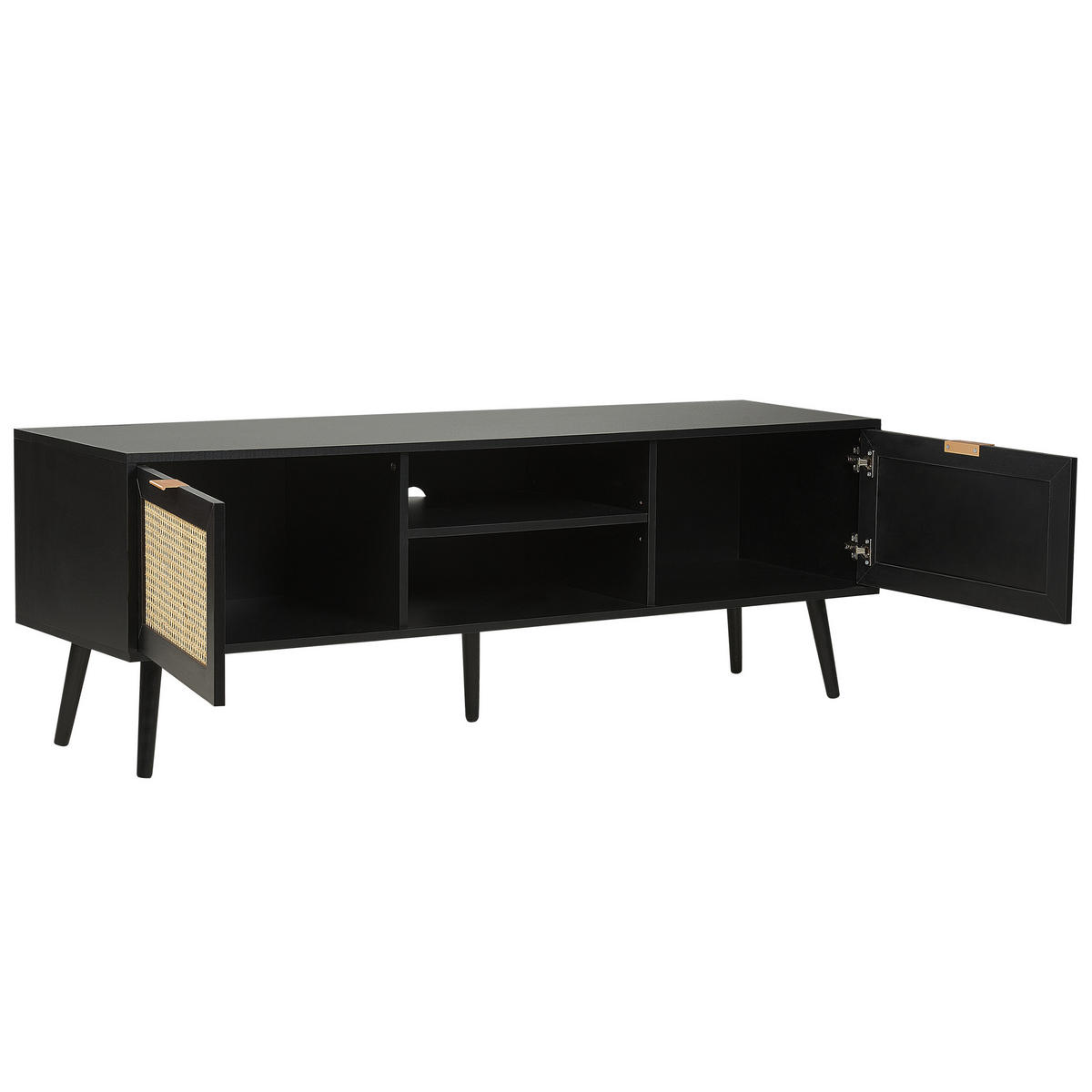 TV-MÖBEL Schwarz/Beige Opoco - Beige/Schwarz, Holzwerkstoff (150/52/40cm) - Beliani