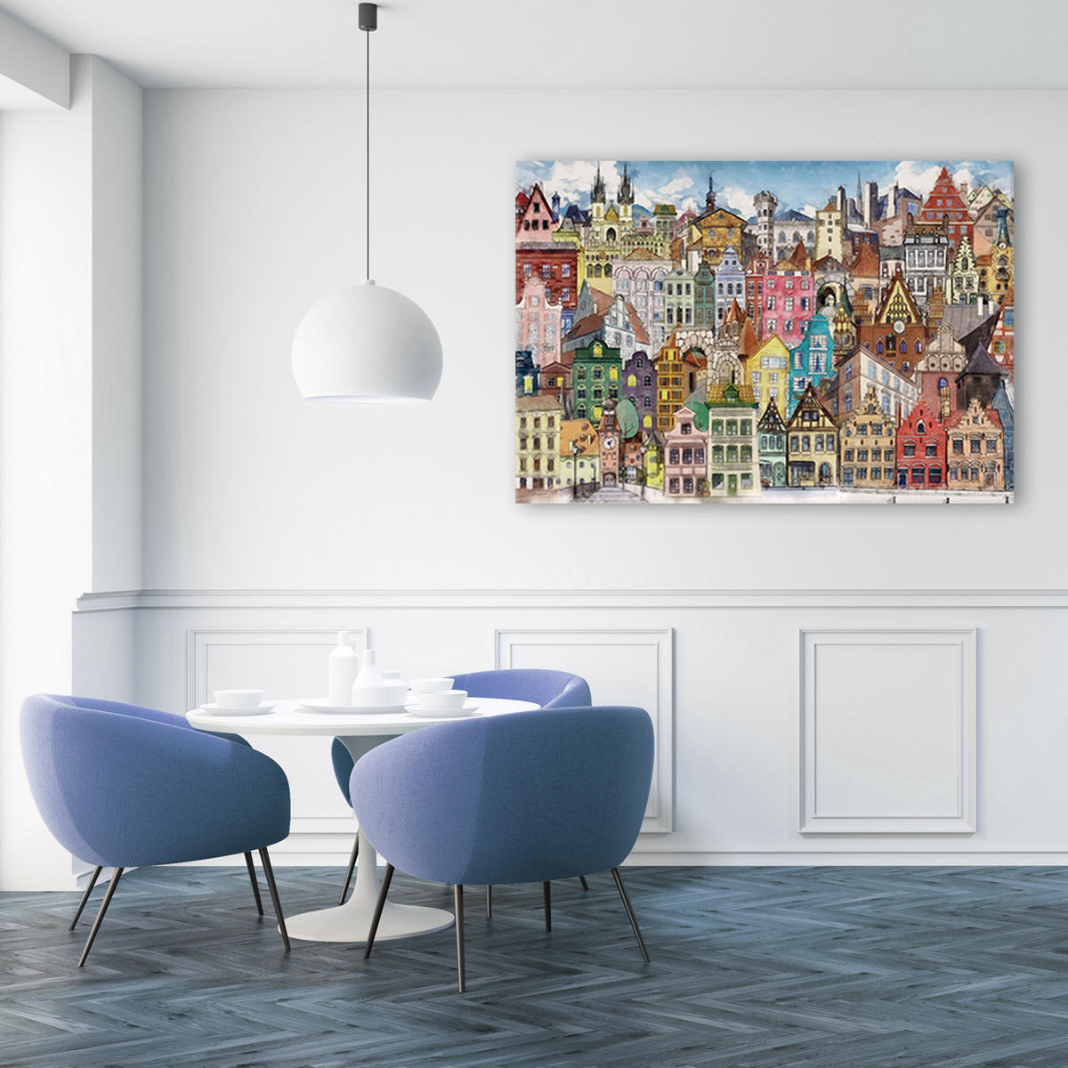 WANDBILD fröhliche stadt - Multicolor, Textil (60/40cm) - Feeby