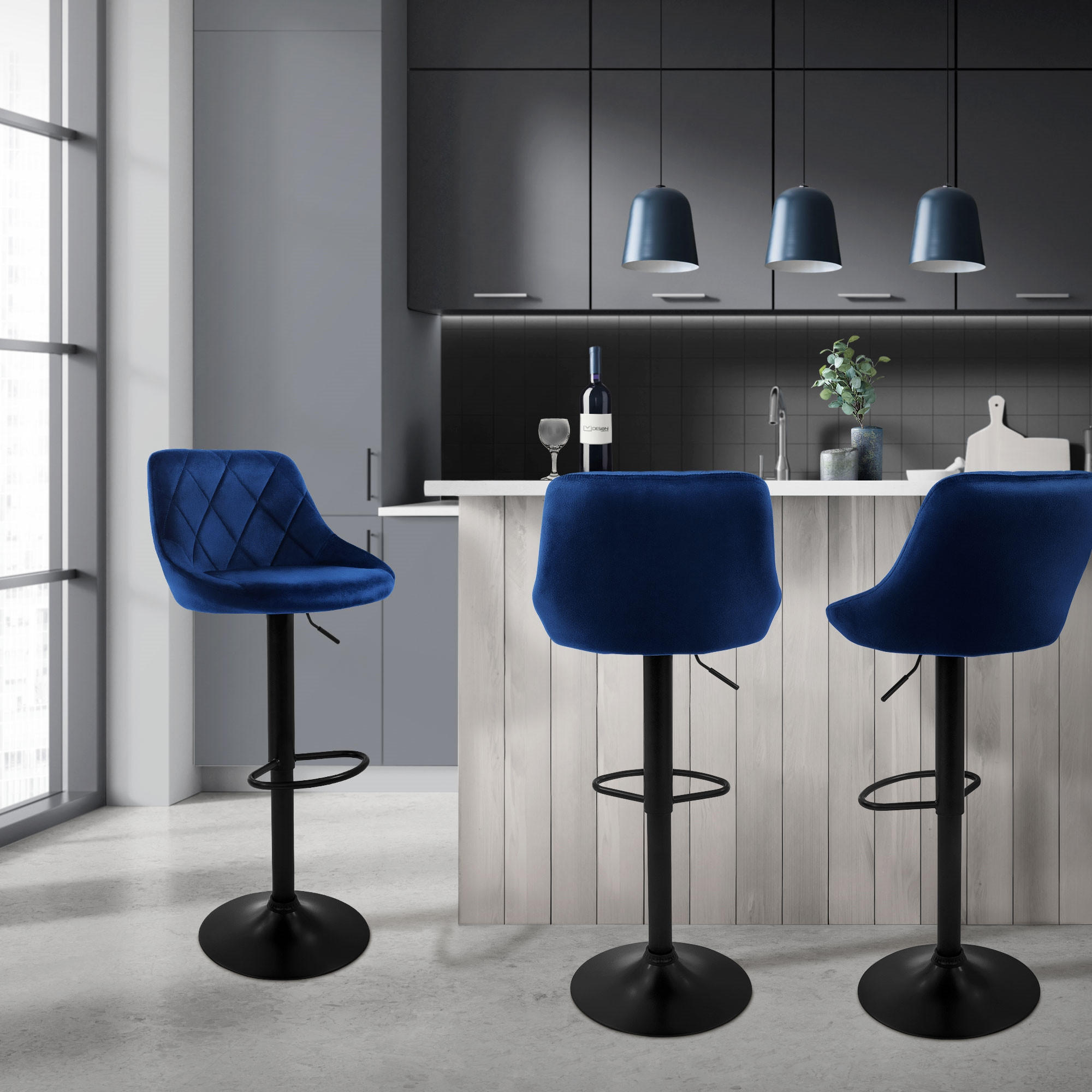 BARHOCKER 4er Set - Blau, Metall (47/106/37cm) - ML-DESIGN