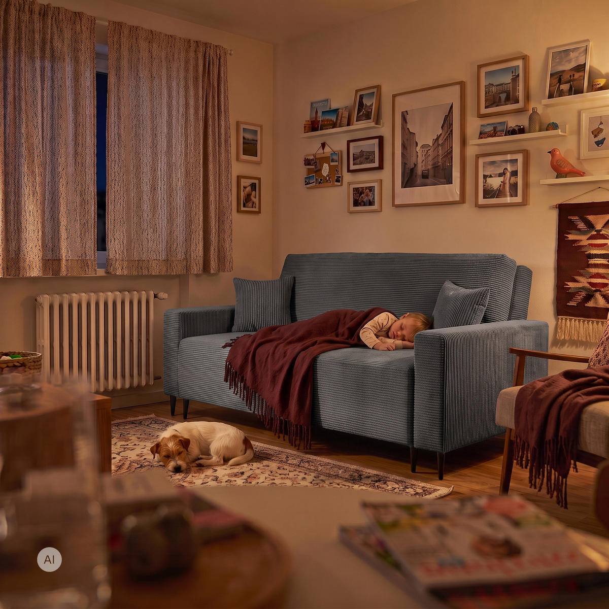 3-SITZER-SOFA EDEL mit Schlaffunktion und Bettkasten, Cordstoff Grau - Schwarz/Grau, Holz/Textil (165/94/100cm) - NACANAPA