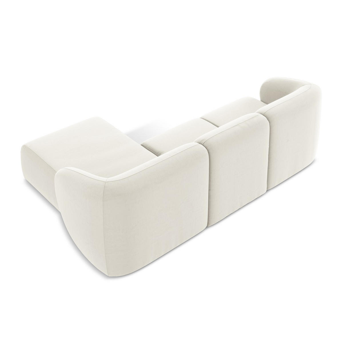 ECKSOFA Rechts Samt Stoff Beige - Creme/Schwarz, Holzwerkstoff/Kunststoff (248/166cm) - LaMiaSofa