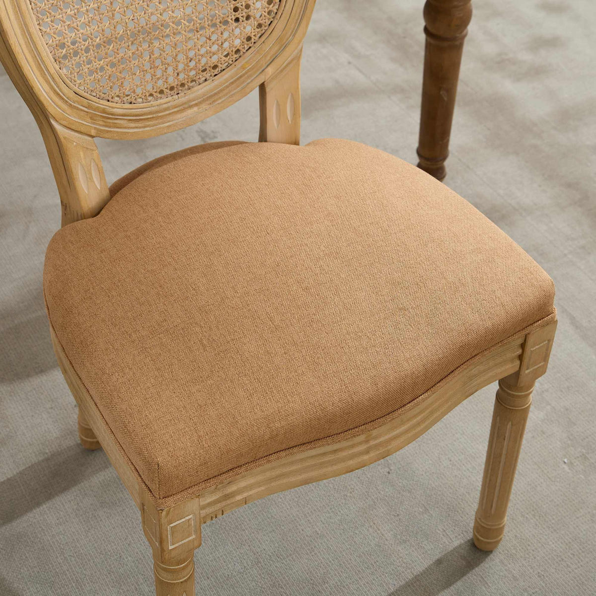 STUHL-SET DE-36325 2 Stück mit Rattan-Rückenlehne Cognac - Cognac, Holz (49/95/59.5cm) - ComfortXL