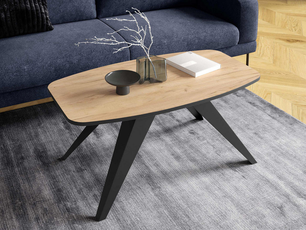 COUCHTISCH Luna - Eichefarben/Schwarz, Holzwerkstoff/Metall (60/120/48cm) - MIRJAN24