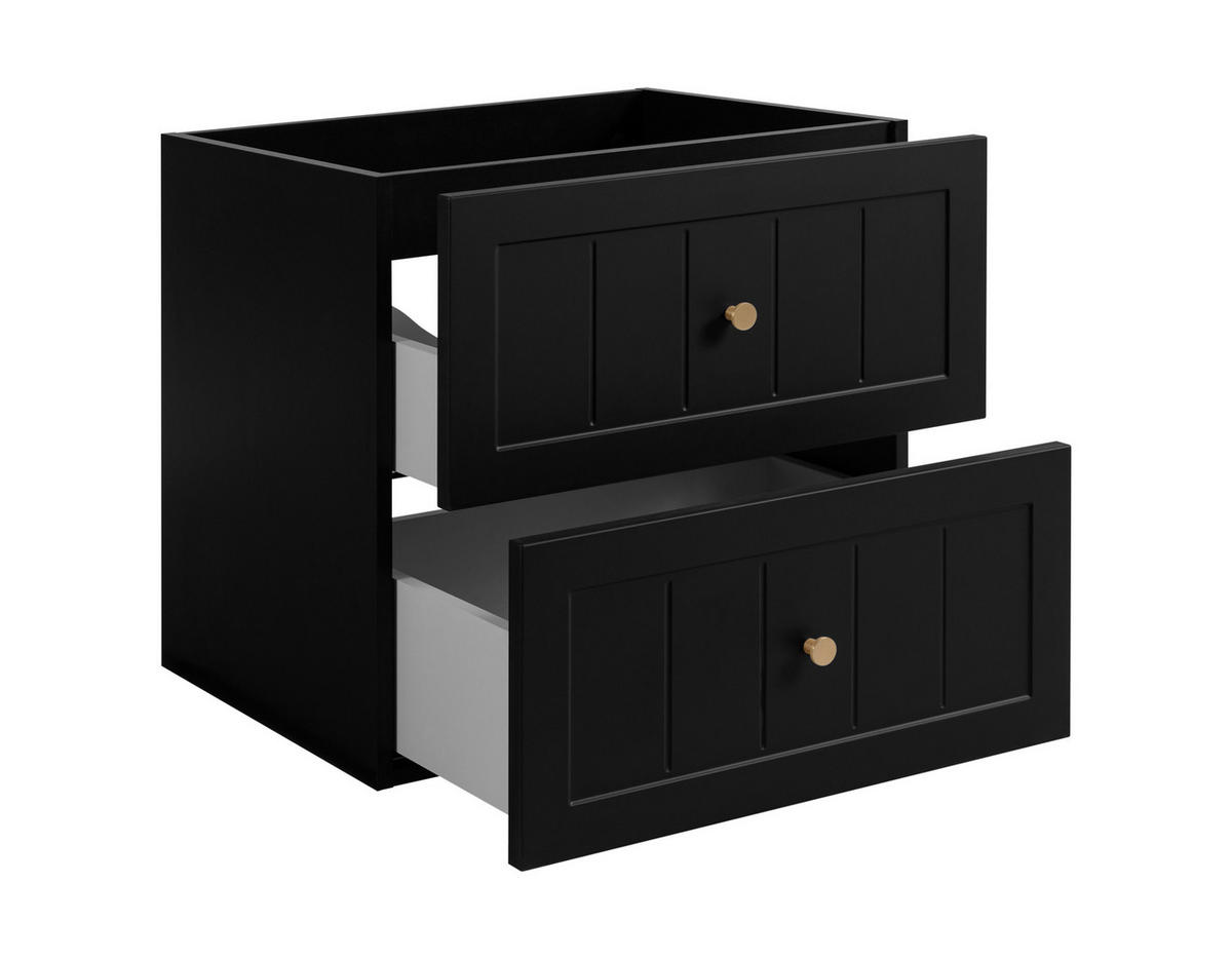 WASCHTISCHUNTERSCHRANK im klassischen Stil, schwarz, 60 x 57 x 46 cm - Goldfarben/Schwarz, Holzwerkstoff (60/57/46cm) - 3XE LIVING