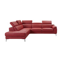 ECKSOFA Jardin Echtleder Rot - Rot, Leder/Metall (230/266cm)