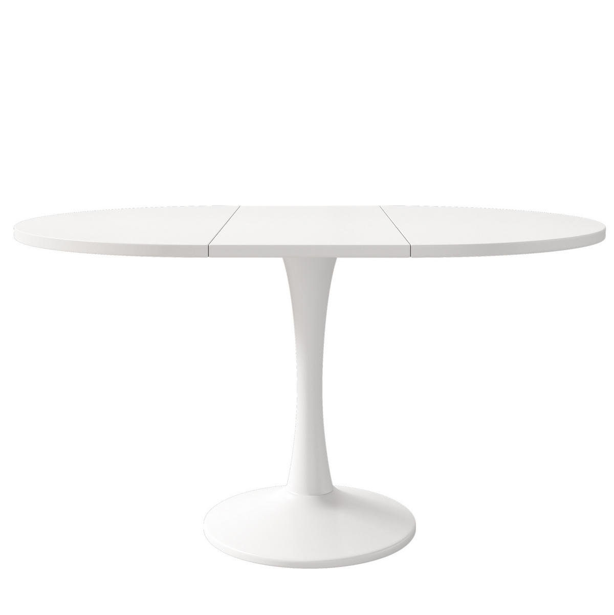 ESSTISCH aus MDF 100/140x100x75 cm Weiß ausziehbar, oval und platzsparend - Weiß, Holzwerkstoff (100/140/75cm) - Modfu