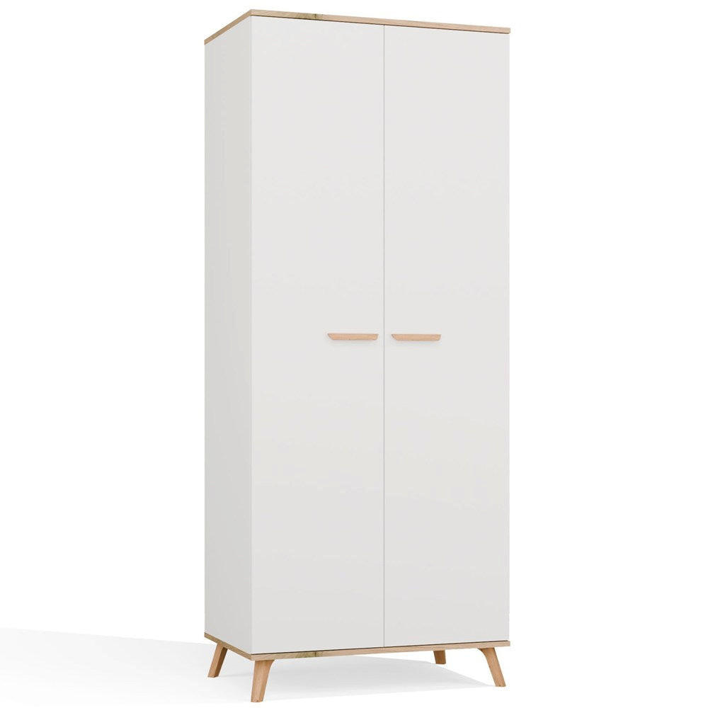 KLEIDERSCHRANK Luxi - Weiß, Holzwerkstoff (80/195/50cm) - kommodly