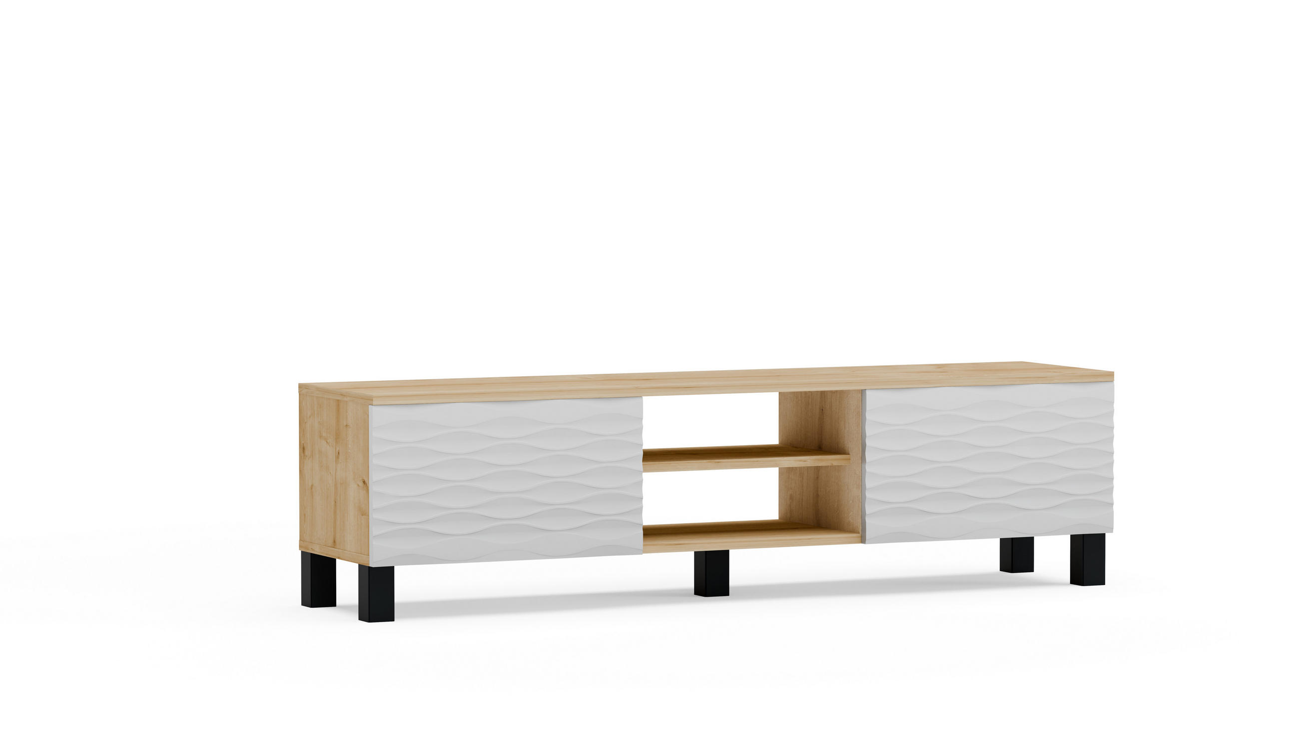 TV-ELEMENT Lukas Saphire Oake Weiß - Eichefarben, Holzwerkstoff (150/40.3/35cm) - Decorotika