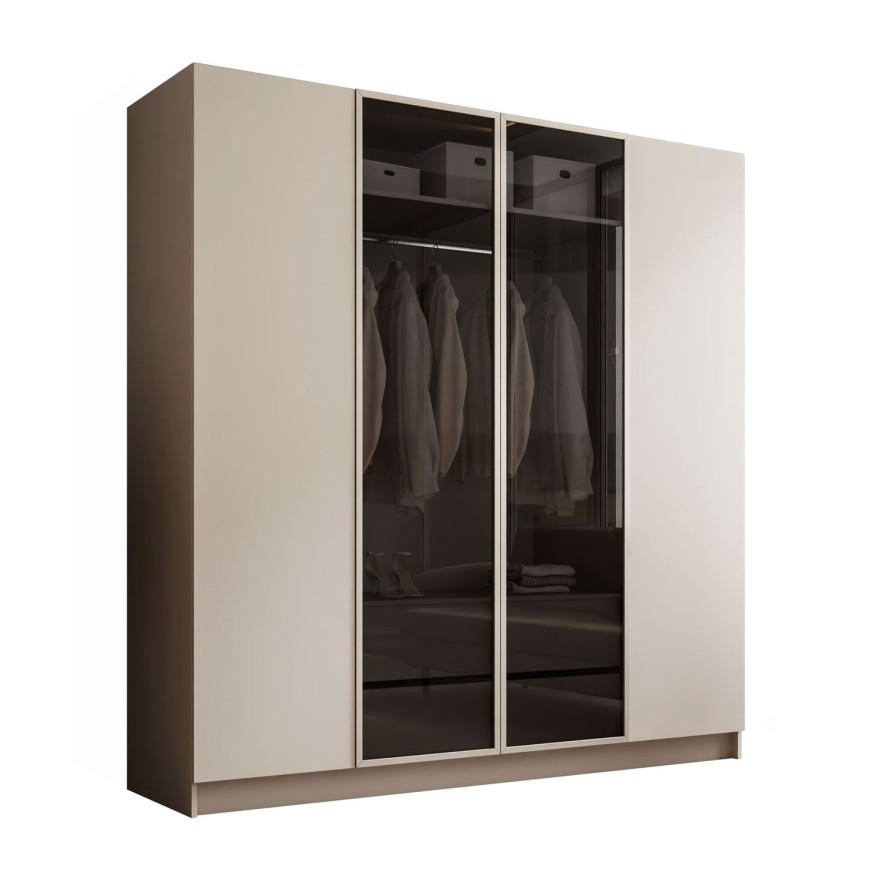 KLEIDERSCHRANK ATRIUM II mit Glasfront - Kaschmir, Holzwerkstoff (200/210/57cm) - Lookway