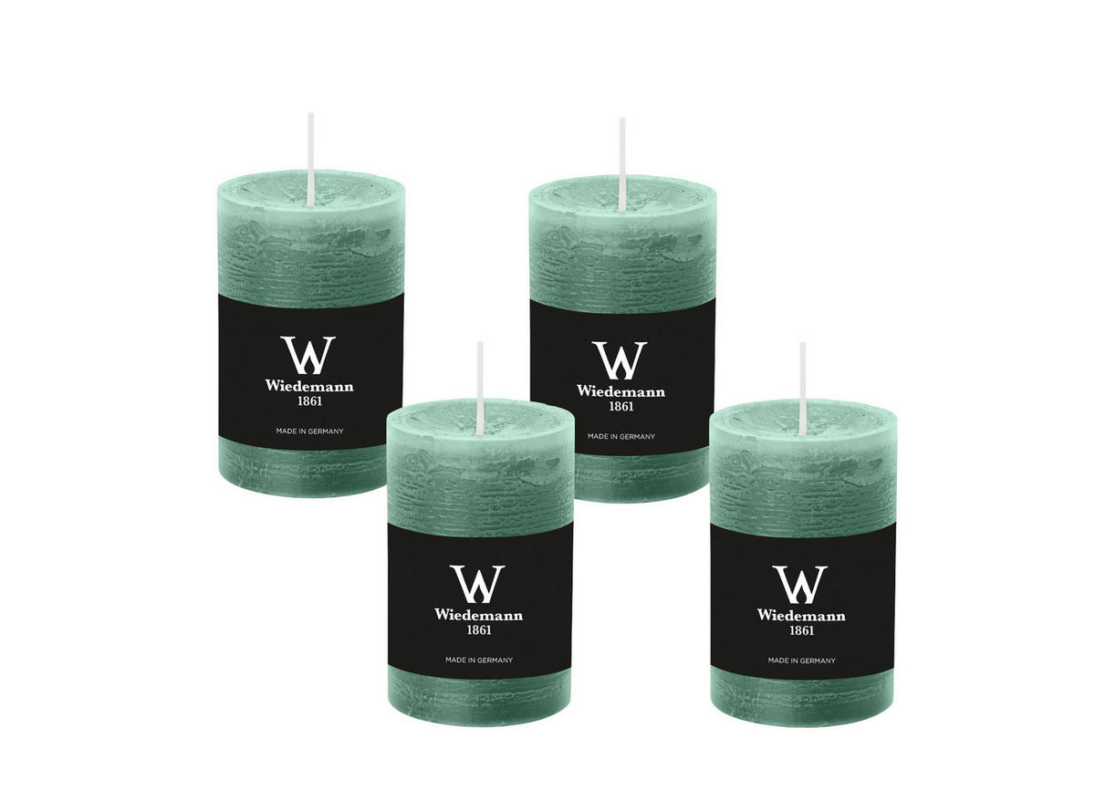 STUMPENKERZE Rustik Eukalyptus 140 x 100 mm, 4er Adventskerzen-Set - Eukalyptusholzfarben, Paraffin (10/14cm) - Wiedemann Kerzen