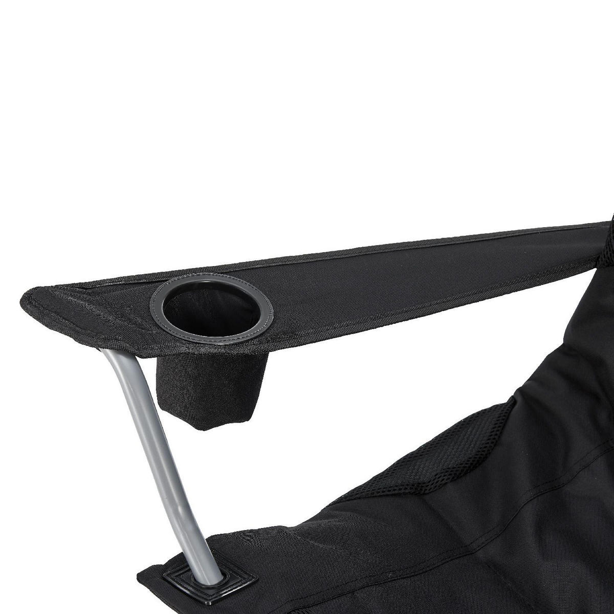 CAMPINGSTUHL Lido schwarz mit Flaschenhalterung & Tragetasche - Schwarz, Textil (62/102/62cm) - Juskys