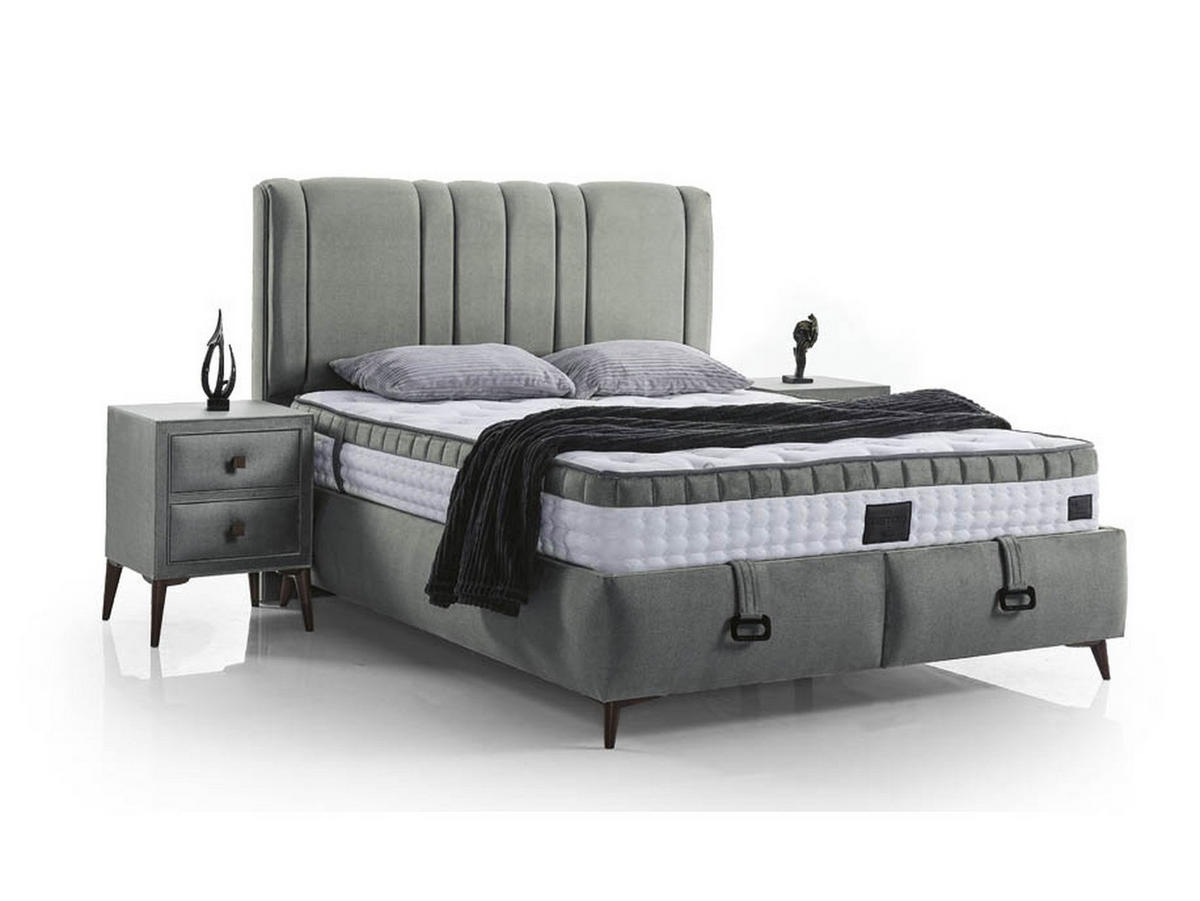 POLSTERBETTSET Retro 160x200 Grau - Grau, Textil/Metall (160/200cm) - Villa Möbel