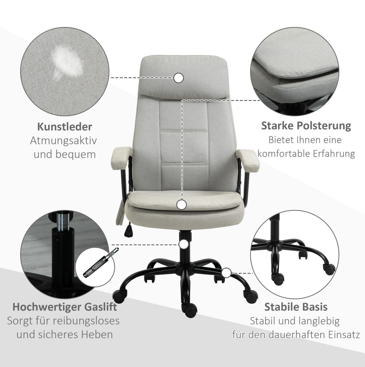 DREHSTUHL 70/63/112-121 cm beige aus Polyester mit Vibrationsmassage - Beige, Kunststoff (70/121/63cm) - OKWISH
