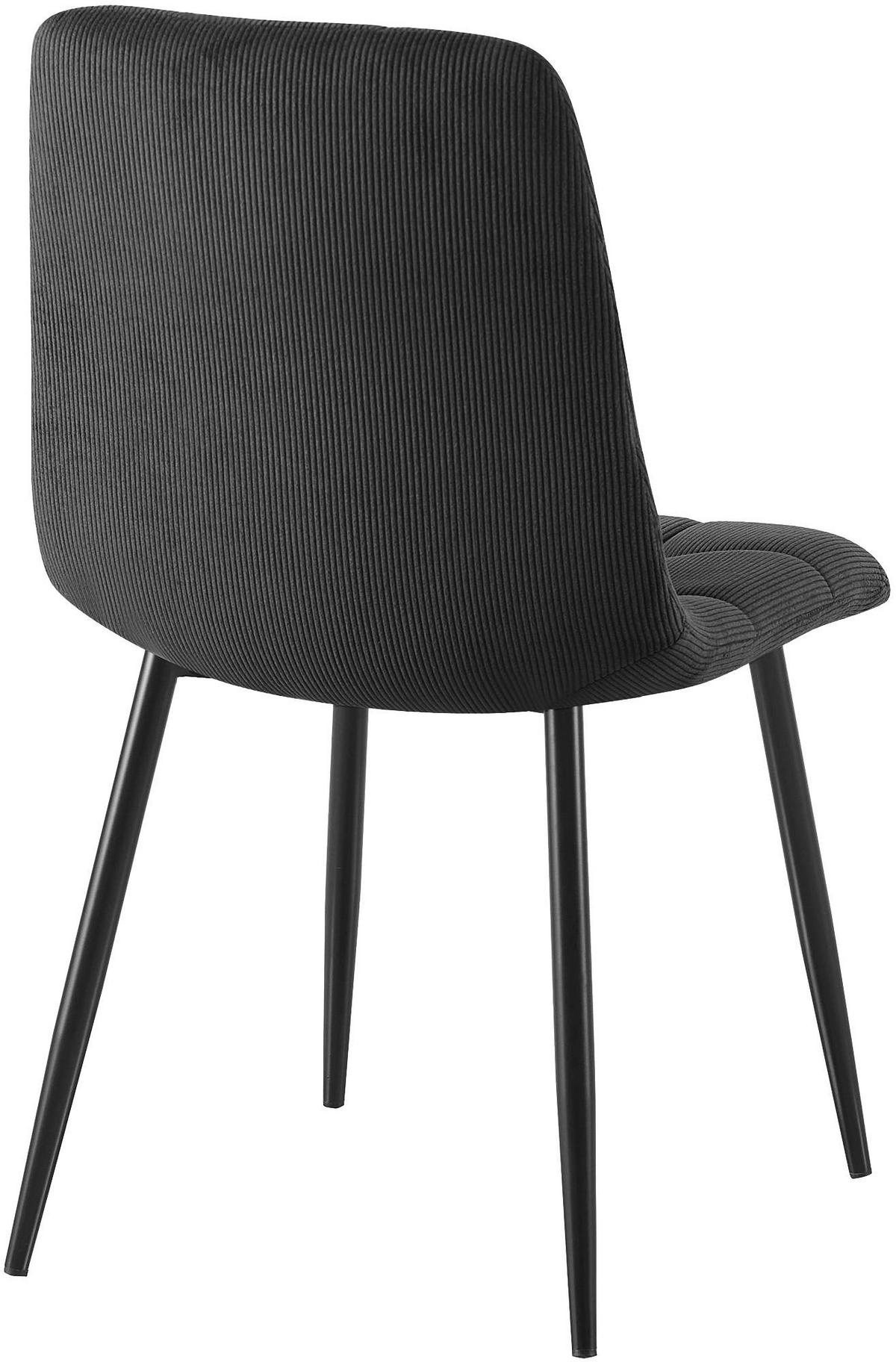ESSZIMMERSTUHL 2 Cord Schwarz - Schwarz, Textil/Metall (45/84/55cm) - CLP