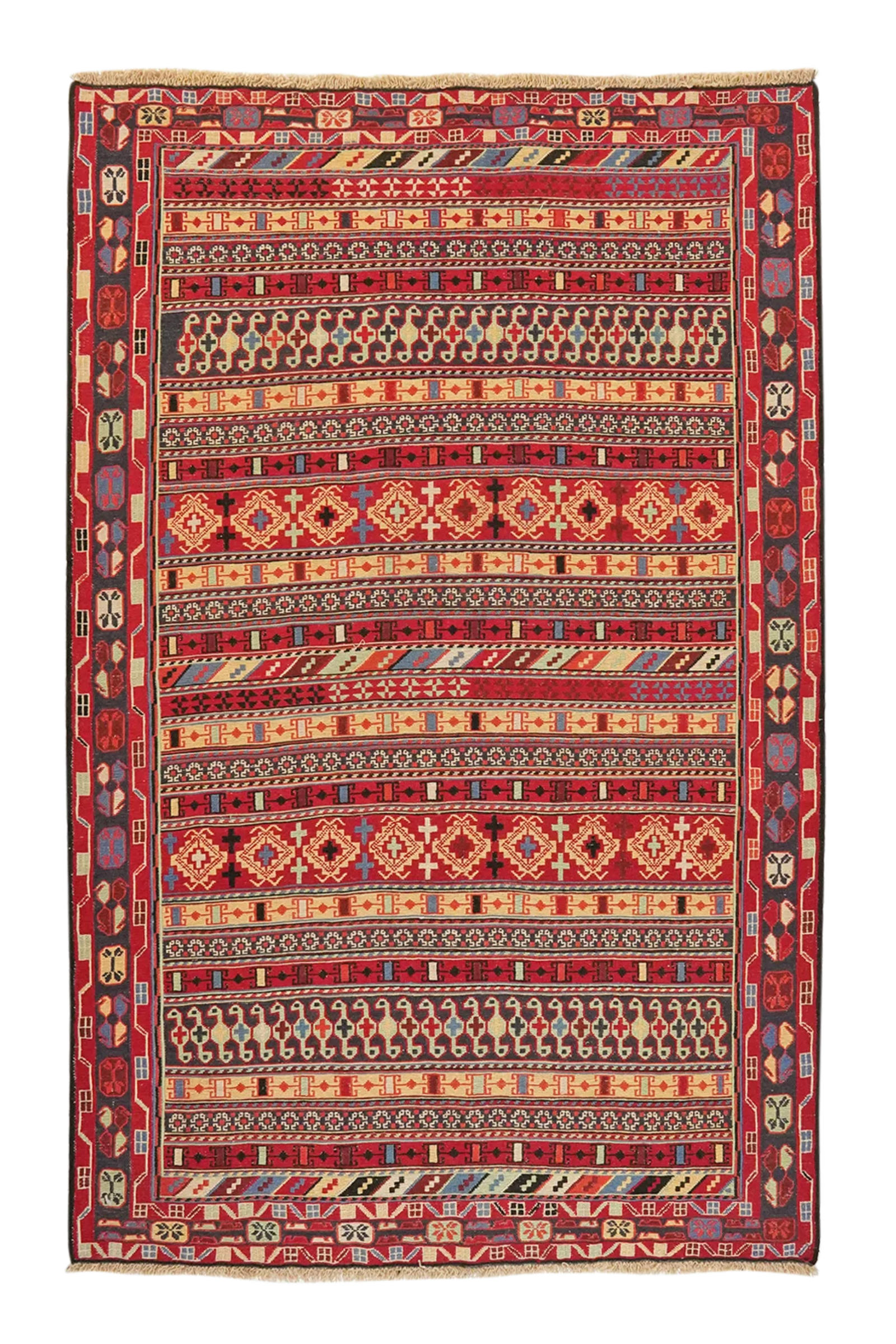 HANDWEBTEPPICH Sumak Shahsavan Mehrfarbig 195/126 cm Schurwolle - Multicolor, Textil (126/195cm) - Looma