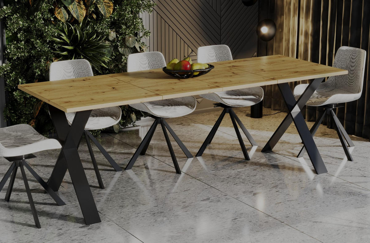 ESSTISCH Stol X ausziehbar bis 210 cm - Eiche Artisan, Holzwerkstoff (130/80/75cm) - Endo-Moebel