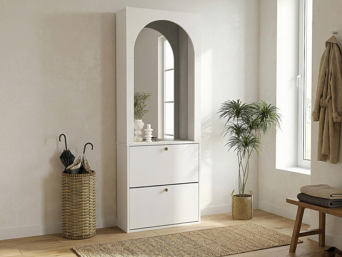 SCHUHSCHRANK - 74 cm x 25 cm - holz - weiß Cymora - Weiß, Holz (74/193.1/25cm) - Vente-Unique
