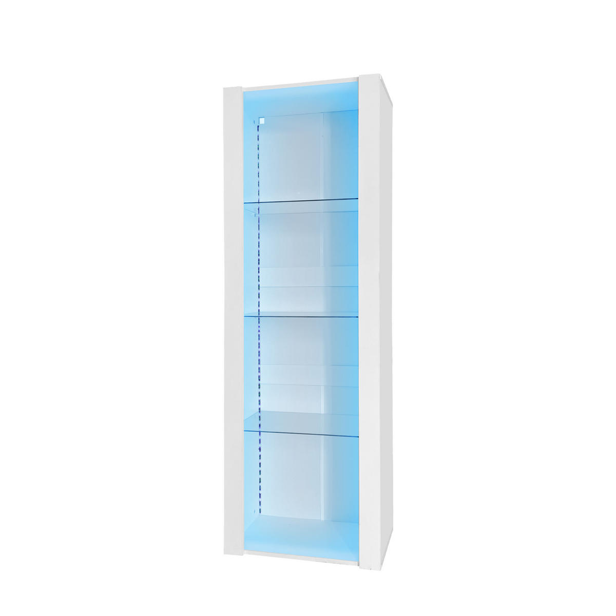 VITRINE 55/38/166 cm weiß aus Spanplatte mit Hochglanz und LED - Weiß, Holzwerkstoff (55/166/38cm) - OKWISH