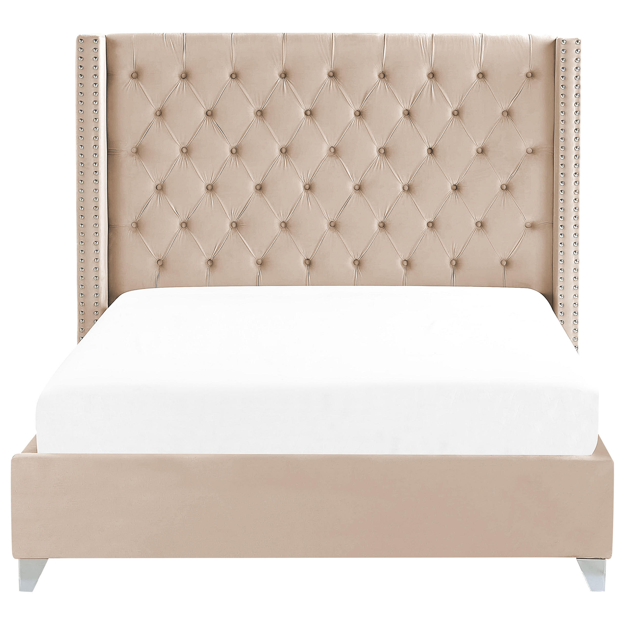 POLSTERBETT 160/200cm Beige Lubbon - Beige, Textil (160/200cm) - Beliani