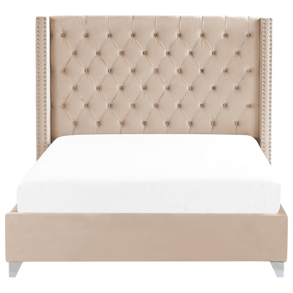 POLSTERBETT 160/200cm Beige Lubbon - Beige, Textil (160/200cm) - Beliani