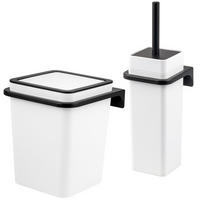 WC-GARNITUR 2-TLG. Bürste u. Eimer SAVONA Softtouch inkl. Wandhalterung, eckig - weiß - Weiß, Kunststoff (18/25/21cm) - bremermann