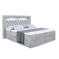 BOXBETT LED mit H3-Matratze und Lattenrost - NOEL GOLD - 160x200 Hellgrau - Hellgrau, Holzwerkstoff (160/200cm) - ALTDECOR