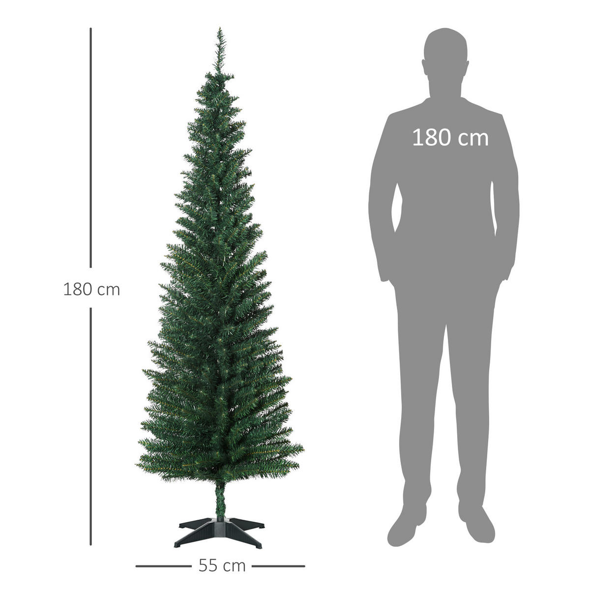 WEIHNACHTSBAUM DE-41605 1,8 m, inkl. Ständer und Stern Grün - Grün, Kunststoff (180cm) - ComfortXL