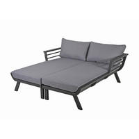 DOPPEL-SONNENLIEGE Mara Grau Aluminium Doppelliege Gartenliege - Grau, Metall (170/62/175cm) - DELUKE