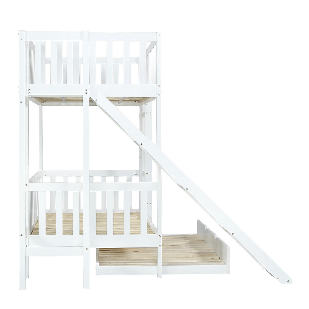 ETAGENBETT Kinderbett mit Rollbett Weiß 90x200/90x190cm - Weiß, Holz (90/200cm) - ComfortXL